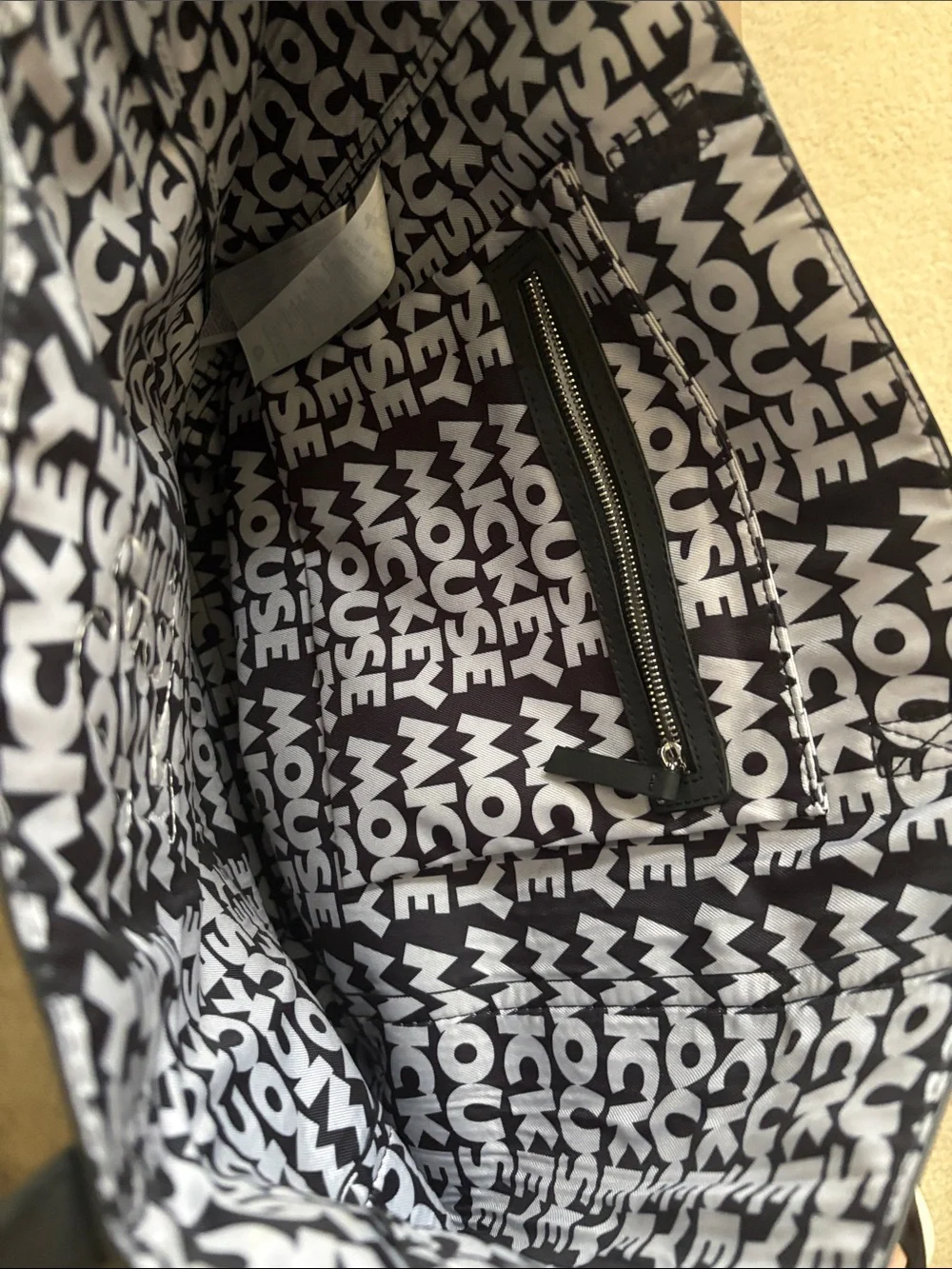 Disney Black Mickey Patch Tote Bag with Pink Accent